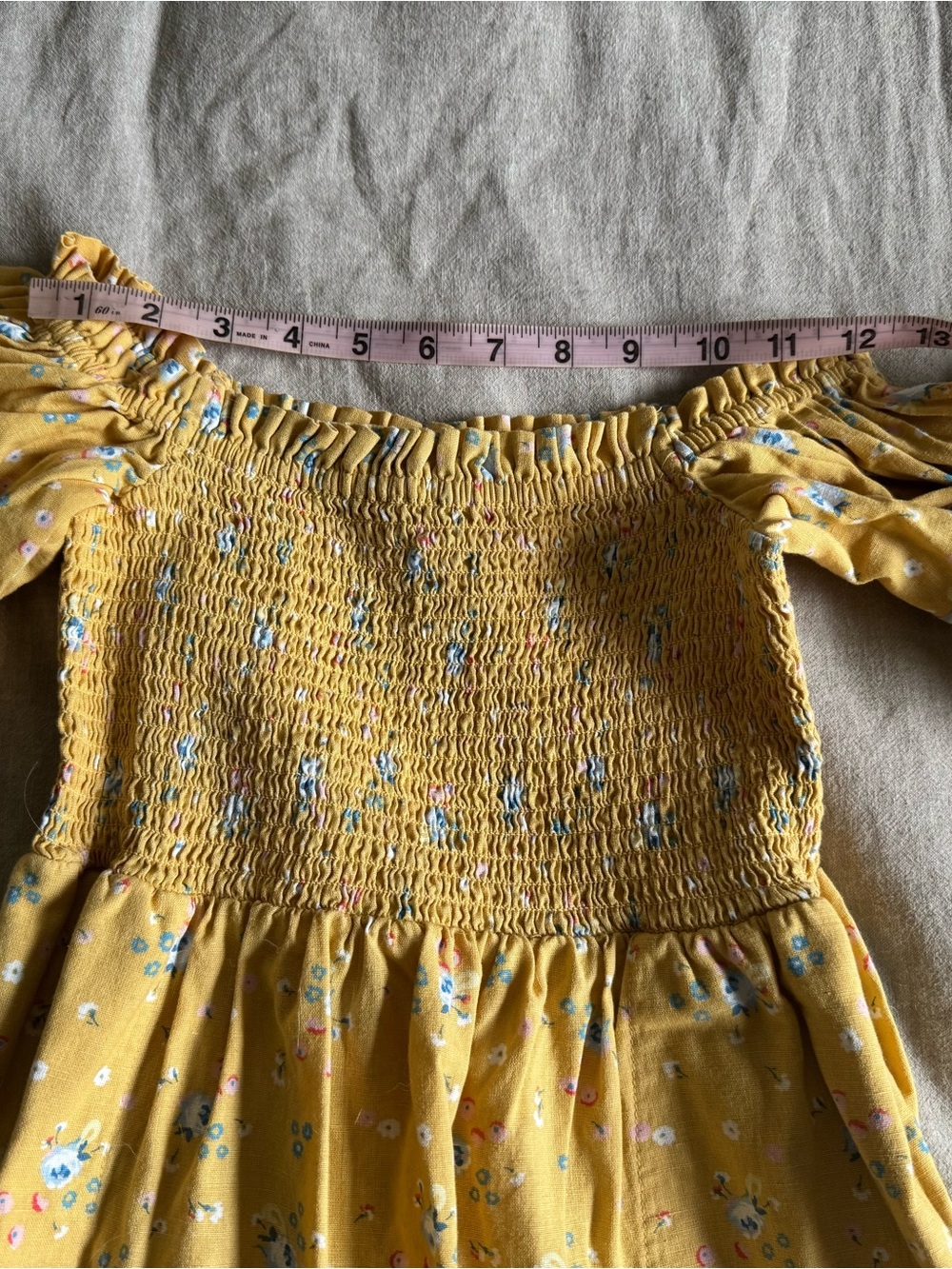 Billabong / Wrangler Mustard Yellow Floral Puff Sleeve Dress S - Picture 3 of 4